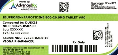 Ibuprofen And Famotidine 800/26.6mg #90 (Ibuprofen Famotidine 800 26.6mg 80425 0587 03)